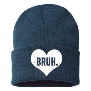 Bruh Meme Funny Valentine Sustainable Knit Beanie