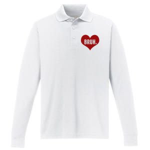 Bruh Meme Funny Valentine Performance Long Sleeve Polo