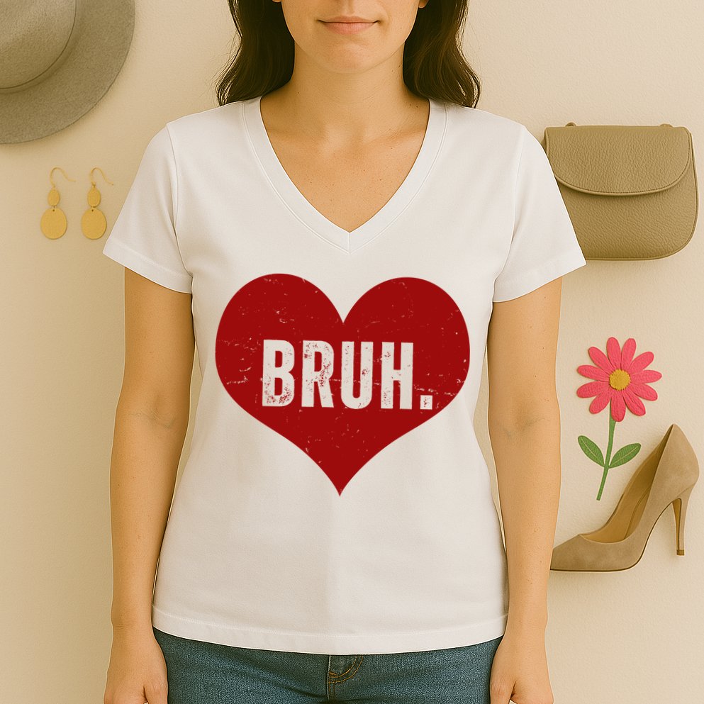 Bruh Meme Funny Valentine Women's V-Neck T-Shirt