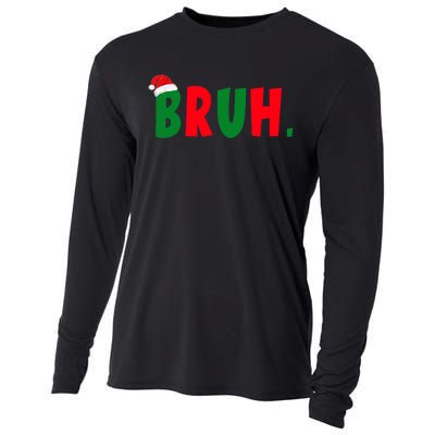 Bruh Meme Funny Christmas Saying Bro Greeting Cooling Performance Long Sleeve Crew