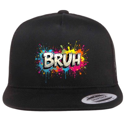 Bruh Meme Funny Saying Teens Graffiti Aesthetic Flatbill Hat