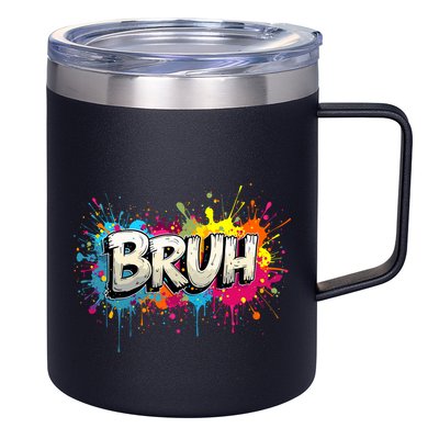 Bruh Meme Funny Saying Teens Graffiti Aesthetic 12oz Stainless Steel Coffee Mug
