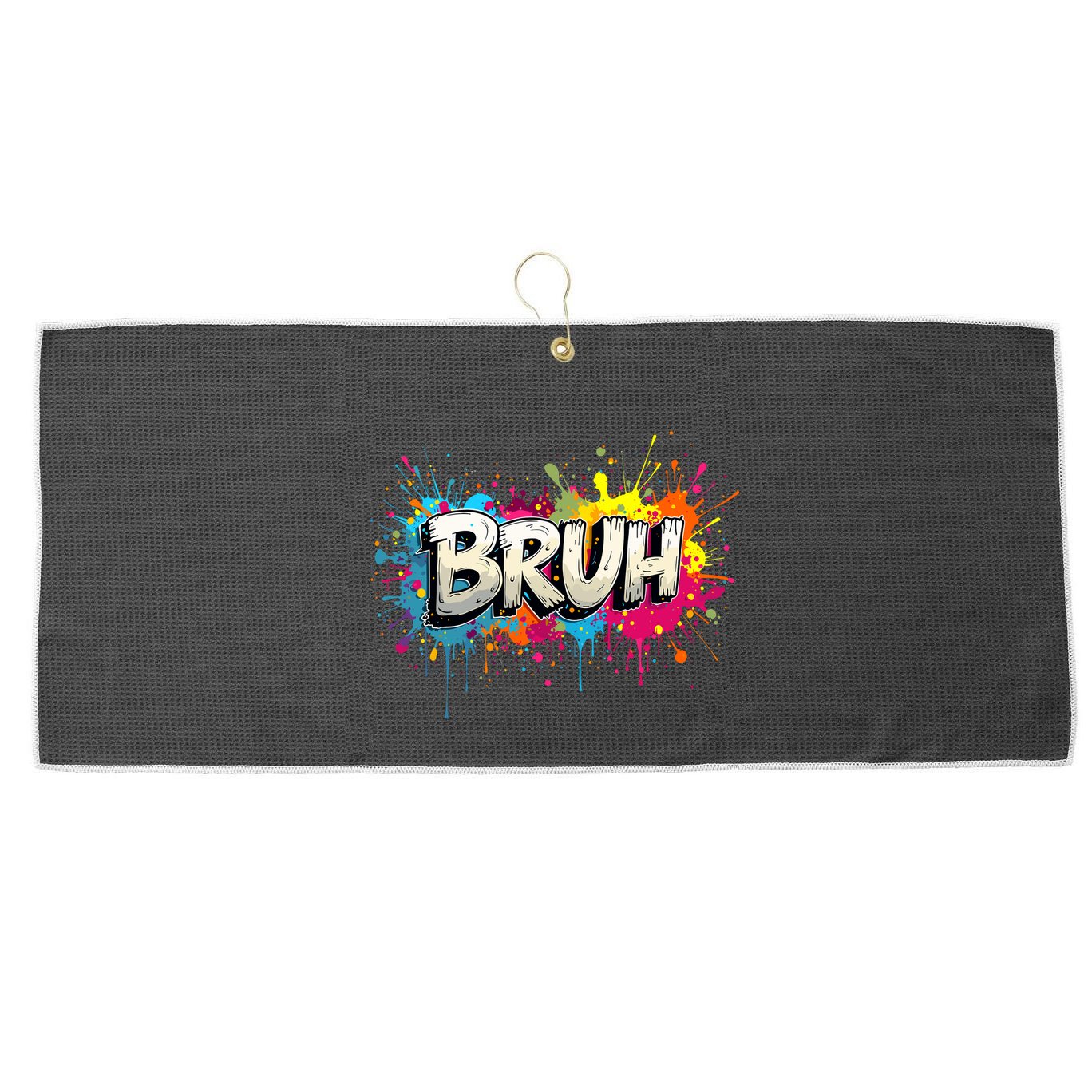 Bruh Meme Funny Saying Teens Graffiti Aesthetic Large Microfiber Waffle Golf Towel