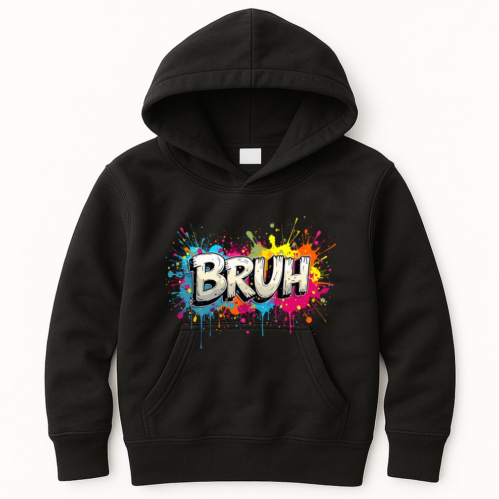 Bruh Meme Funny Saying Teens Graffiti Aesthetic Kids Hoodie
