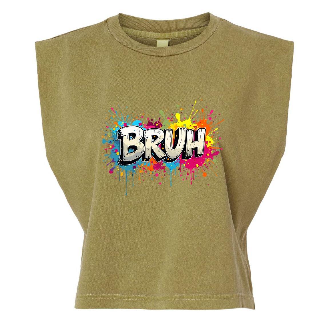 Bruh Meme Funny Saying Teens Graffiti Aesthetic Garment-Dyed Women's Muscle Tee