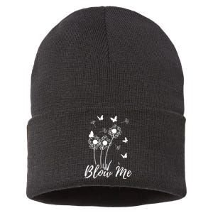 Blow Me Funny Dandelion Plant Flower Lovers Men Women Sustainable Knit Beanie