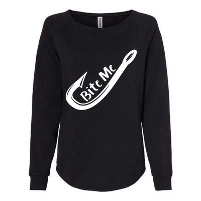 Bite Me Fish Hook Womens California Wash Sweatshirt