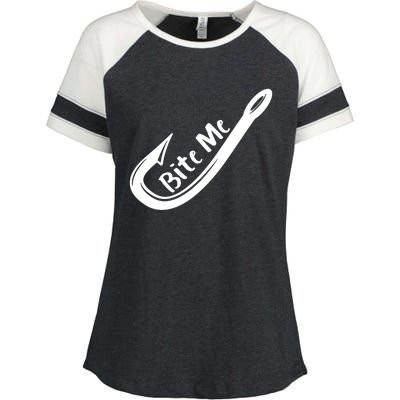 Bite Me Fish Hook Enza Ladies Jersey Colorblock Tee