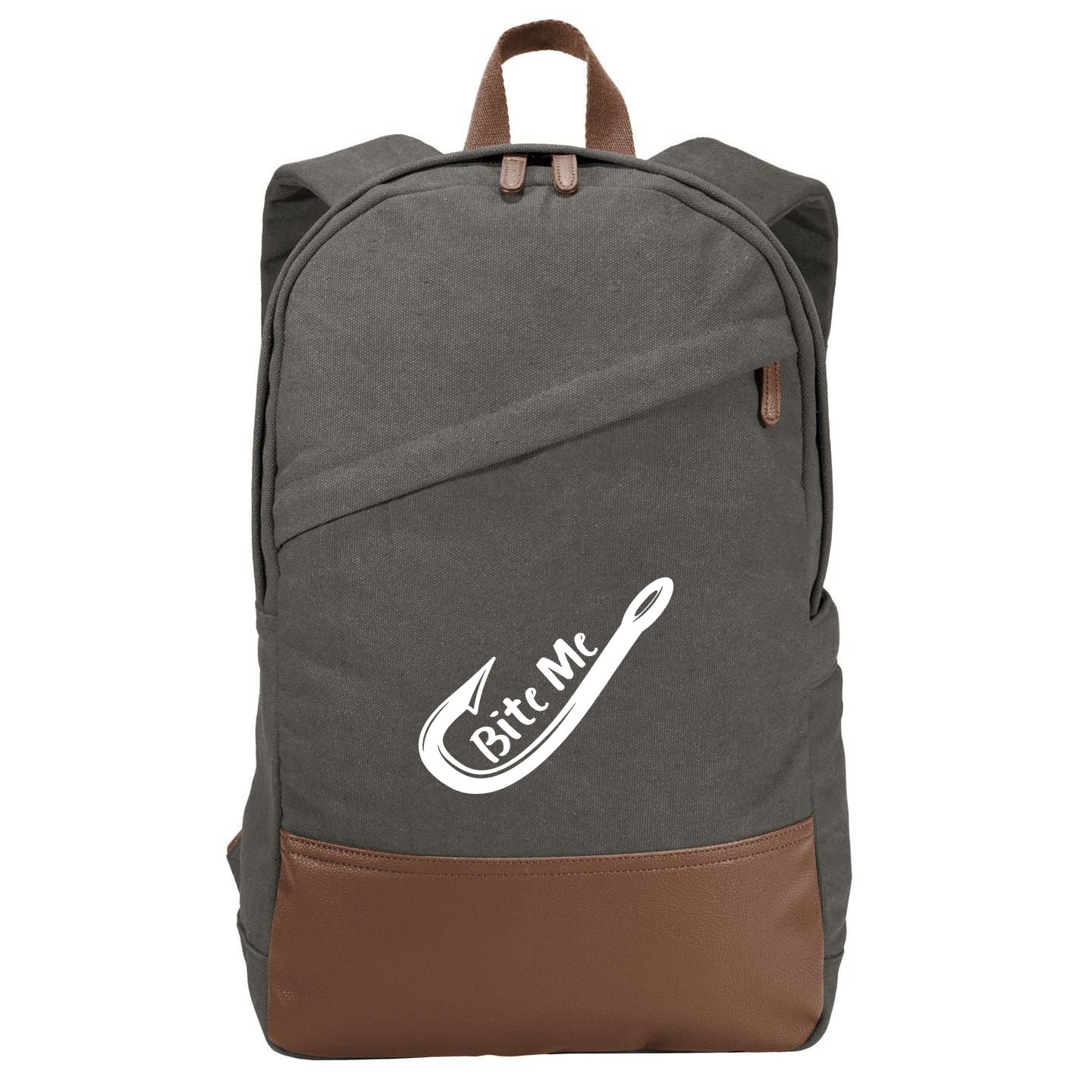 Bite Me Fish Hook Cotton Canvas Backpack