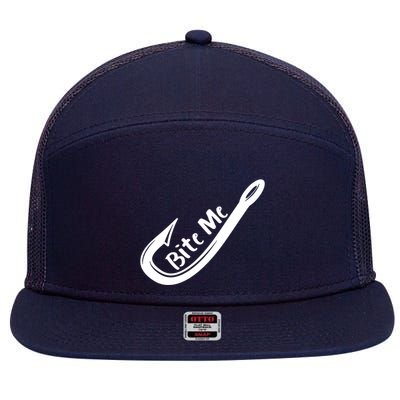 Bite Me Fish Hook 7 Panel Mesh Trucker Snapback Hat