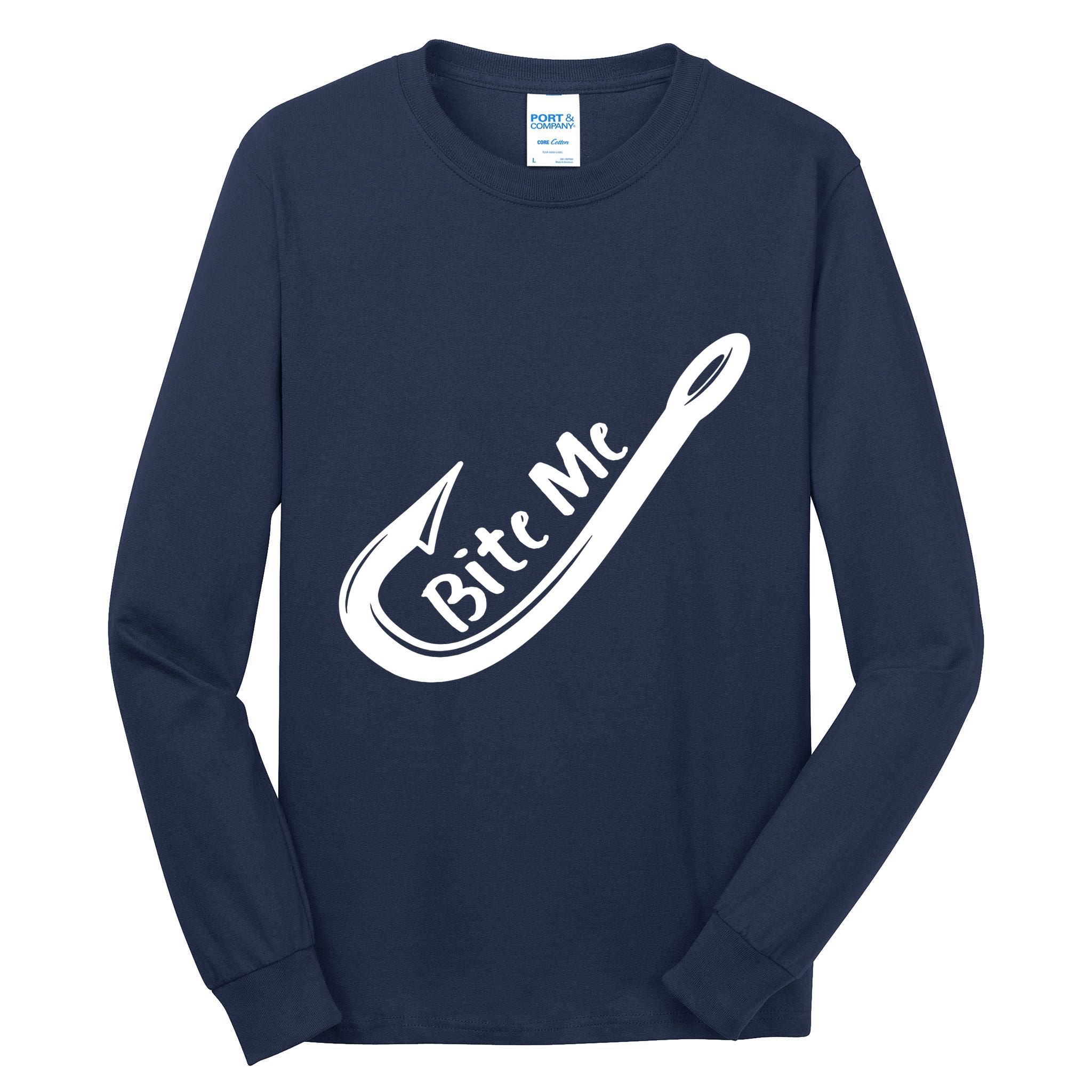 Bite Me Fish Hook Tall Long Sleeve T-Shirt