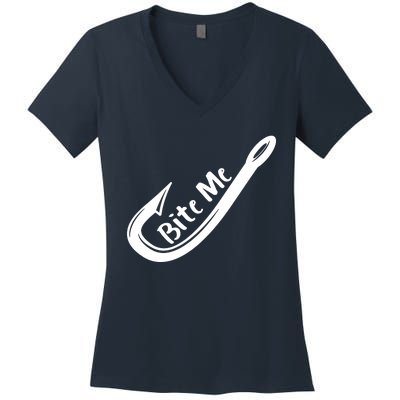 Bite Me Fish Hook Women's V-Neck T-Shirt