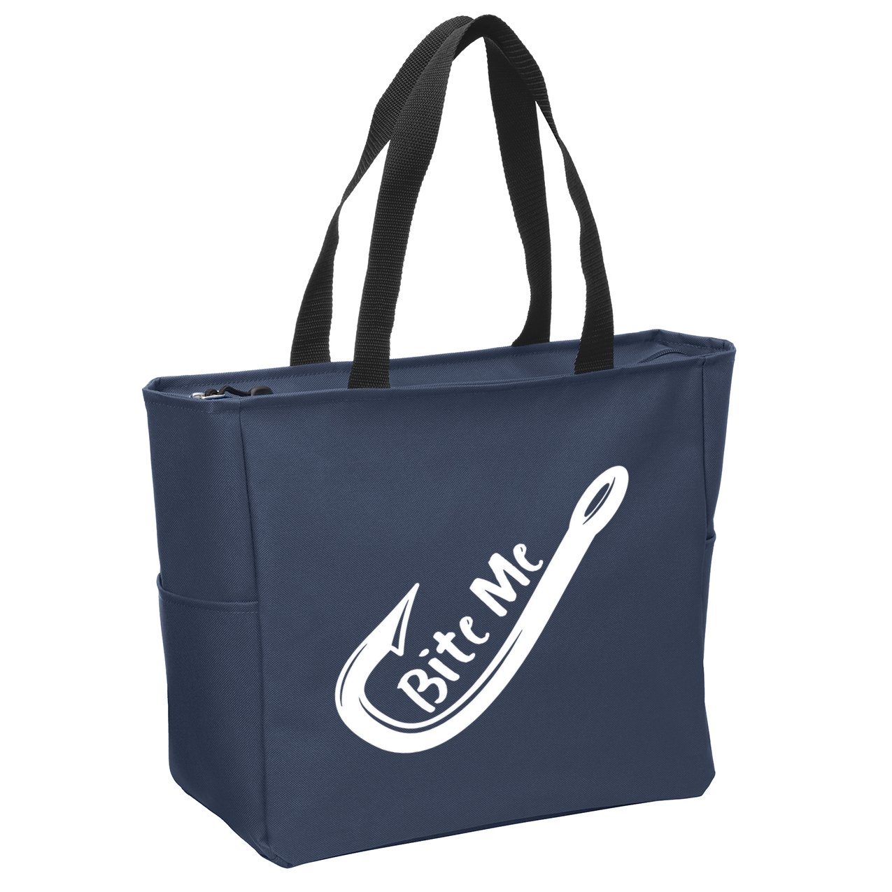 Bite Me Fish Hook Zip Tote Bag