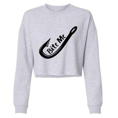 Bite Me Fish Hook Cropped Pullover Crew