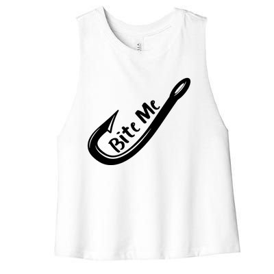 Bite Me Fish Hook Women's Racerback Cropped Tank