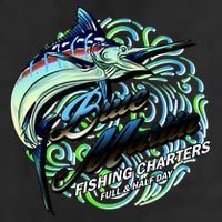 Blue Marlin Fishing Charters 7 Panel Mesh Trucker Snapback Hat