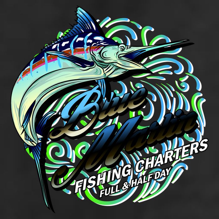 Blue Marlin Fishing Charters 7 Panel Mesh Trucker Snapback Hat
