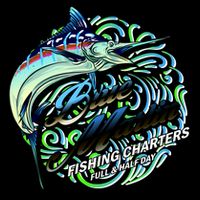 Blue Marlin Fishing Charters Drawstring Bag