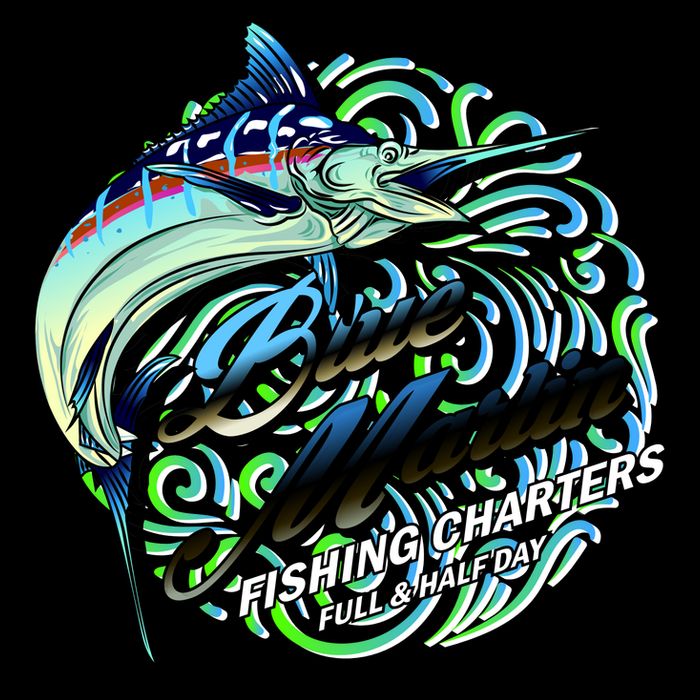 Blue Marlin Fishing Charters Drawstring Bag