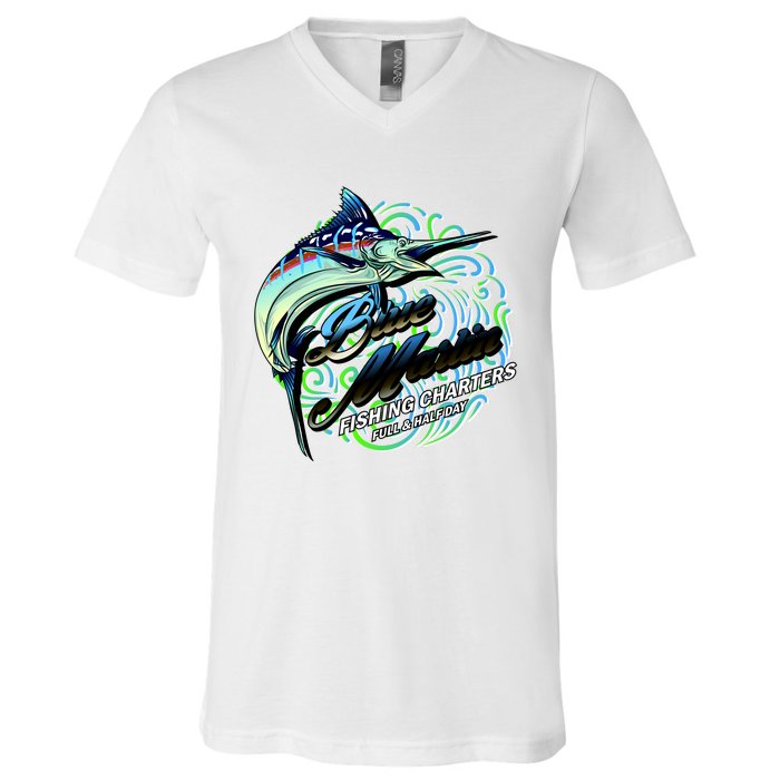 Blue Marlin Fishing Charters V-Neck T-Shirt