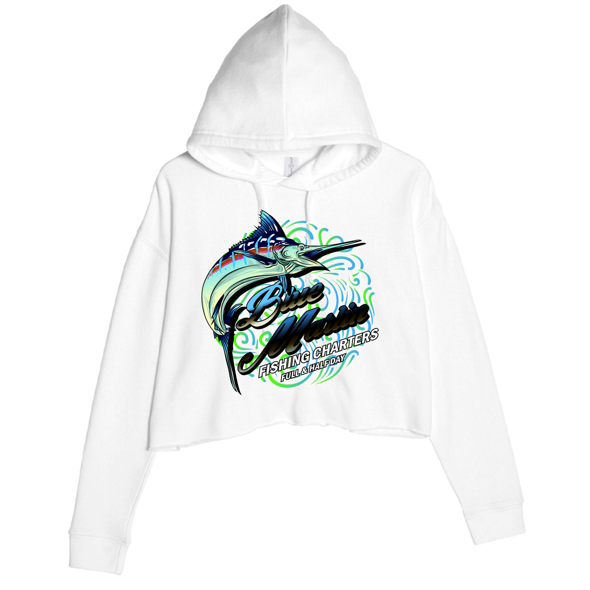 Blue Marlin Fishing Charters Crop Fleece Hoodie