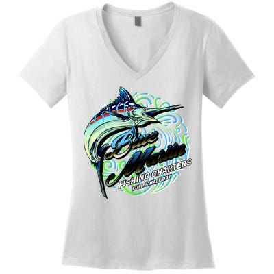 Blue Marlin Fishing Charters Women's V-Neck T-Shirt