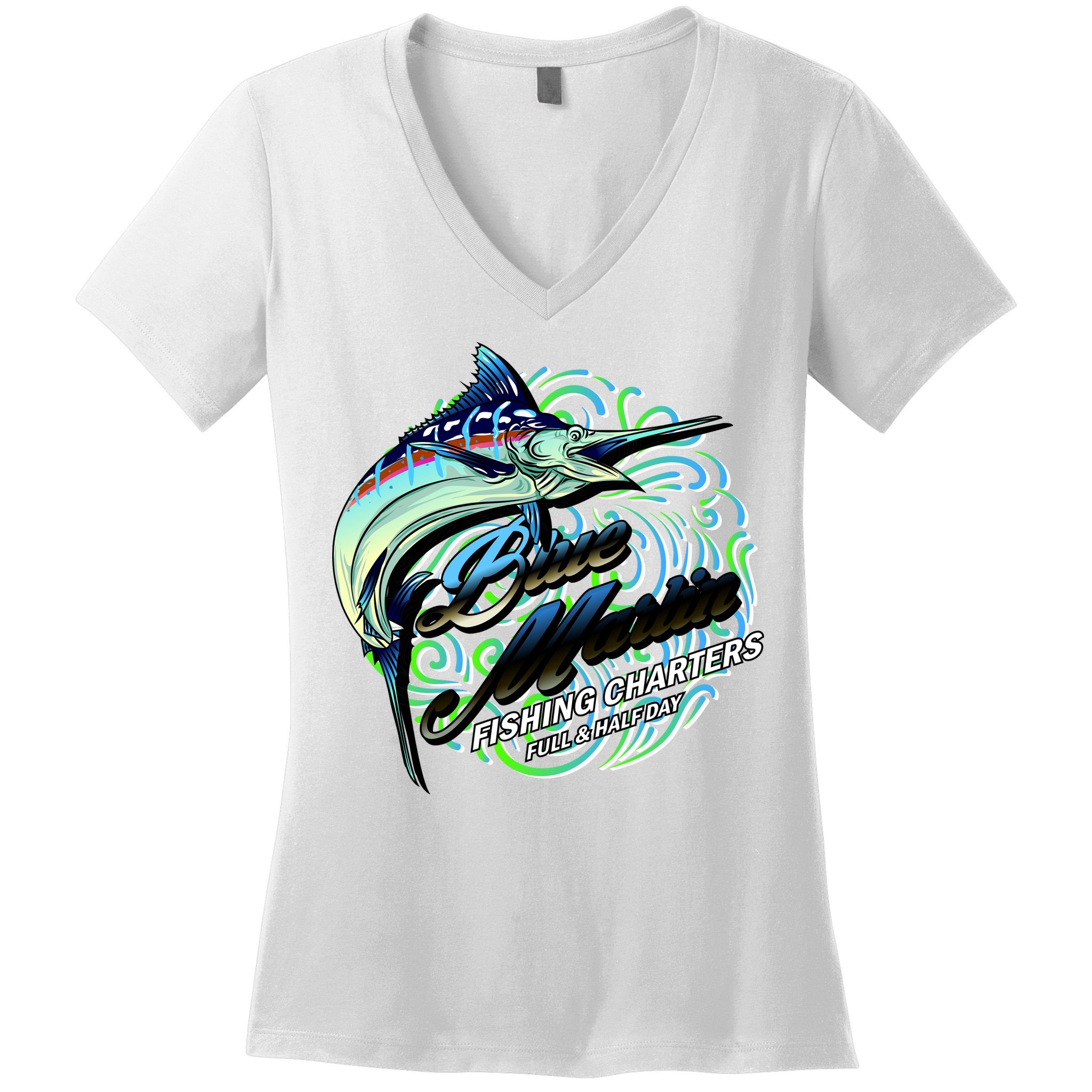 Blue Marlin Fishing Charters Women's V-Neck T-Shirt