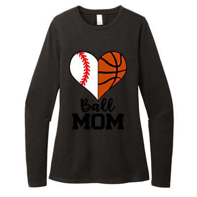 Ball Mom Funny Baseball Basketball Player Mom Funny Gift Womens CVC Long Sleeve Shirt