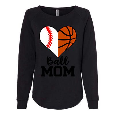 Ball Mom Funny Baseball Basketball Player Mom Funny Gift Womens California Wash Sweatshirt