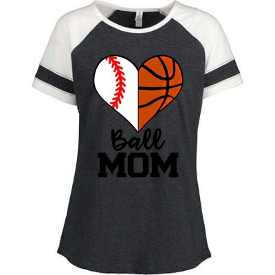 Ball Mom Funny Baseball Basketball Player Mom Funny Gift Enza Ladies Jersey Colorblock Tee