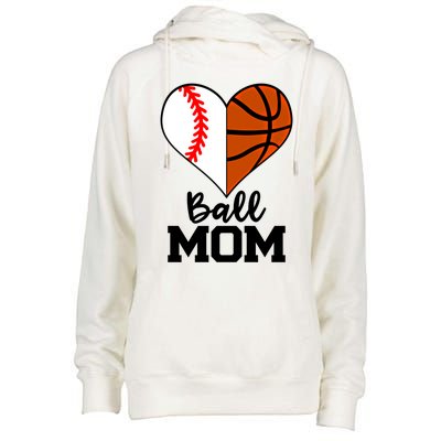 Ball Mom Funny Baseball Basketball Player Mom Funny Gift Womens Funnel Neck Pullover Hood