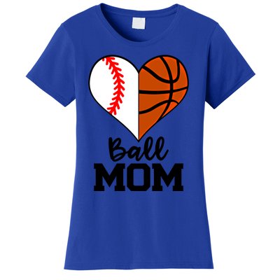 Ball Mom Funny Baseball Basketball Player Mom Funny Gift Women's T-Shirt