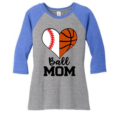 Ball Mom Funny Baseball Basketball Player Mom Funny Gift Women's Tri-Blend 3/4-Sleeve Raglan Shirt