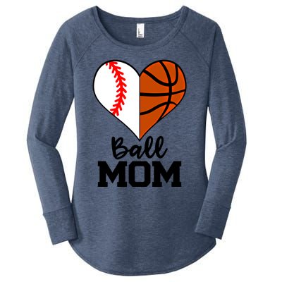 Ball Mom Funny Baseball Basketball Player Mom Funny Gift Women's Perfect Tri Tunic Long Sleeve Shirt