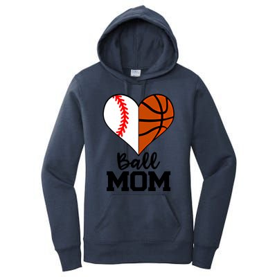 Ball Mom Funny Baseball Basketball Player Mom Funny Gift Women's Pullover Hoodie