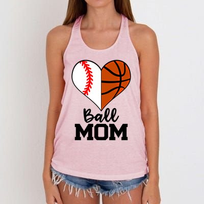 Ball Mom Funny Baseball Basketball Player Mom Funny Gift Women's Knotted Racerback Tank