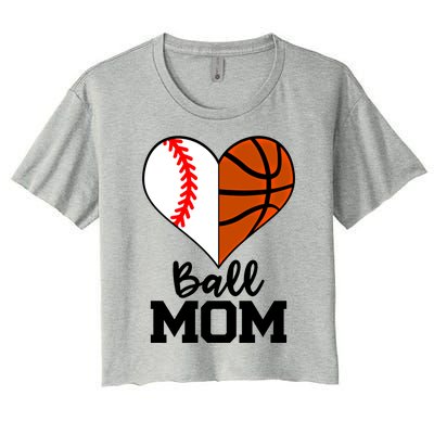 Ball Mom Funny Baseball Basketball Player Mom Funny Gift Women's Crop Top Tee