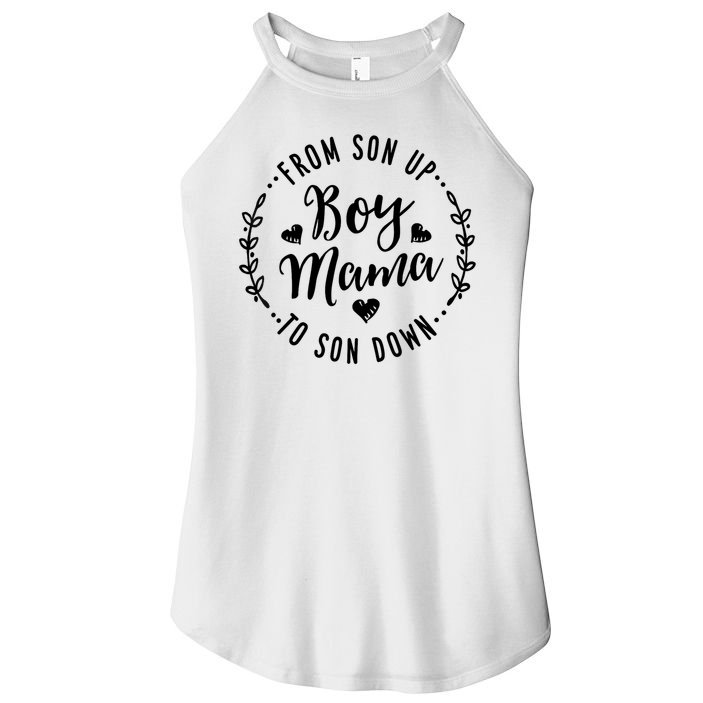 Boy Mama From Son Up To Sun Down Mother's Day Funny Mom Women's Perfect Tri Rocker Tank