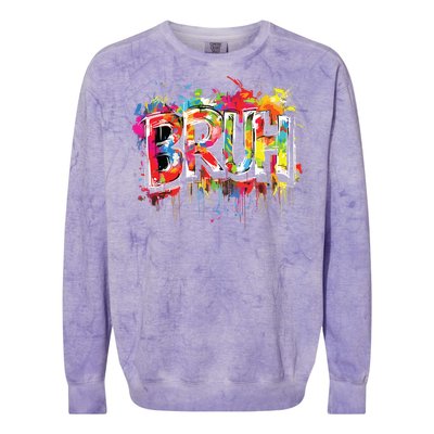 Bruh Meme Funny Saying Teens Graffiti Aesthetic Colorblast Crewneck Sweatshirt