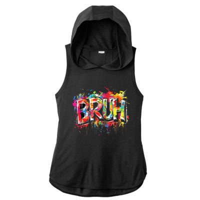 Bruh Meme Funny Saying Teens Graffiti Aesthetic Ladies PosiCharge Tri-Blend Wicking Draft Hoodie Tank