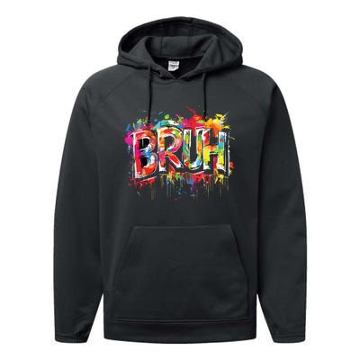 Bruh Meme Funny Saying Teens Graffiti Aesthetic Performance Fleece Hoodie