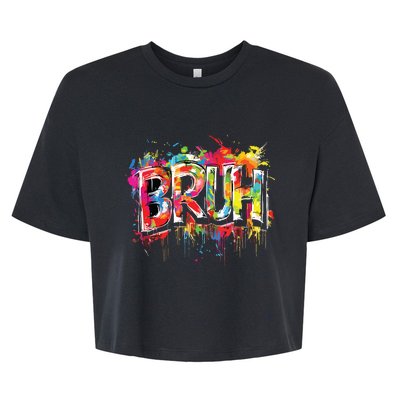 Bruh Meme Funny Saying Teens Graffiti Aesthetic Bella+Canvas Jersey Crop Tee