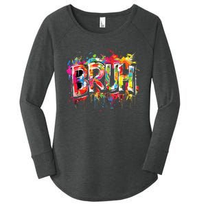 Bruh Meme Funny Saying Teens Graffiti Aesthetic Women's Perfect Tri Tunic Long Sleeve Shirt