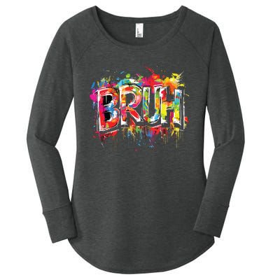 Bruh Meme Funny Saying Teens Graffiti Aesthetic Women's Perfect Tri Tunic Long Sleeve Shirt