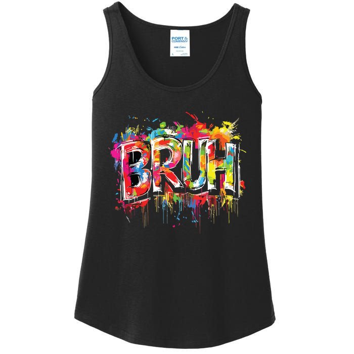 Bruh Meme Funny Saying Teens Graffiti Aesthetic Ladies Essential Tank