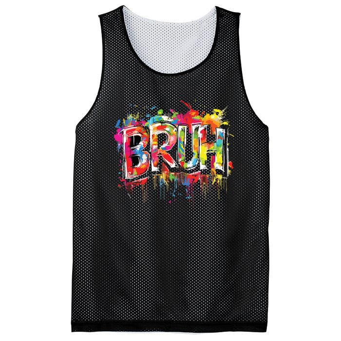 Bruh Meme Funny Saying Teens Graffiti Aesthetic Mesh Reversible Basketball Jersey Tank