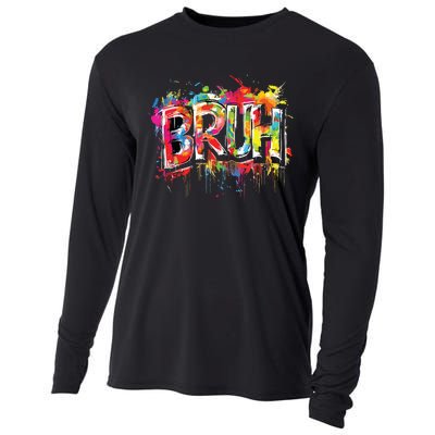 Bruh Meme Funny Saying Teens Graffiti Aesthetic Cooling Performance Long Sleeve Crew