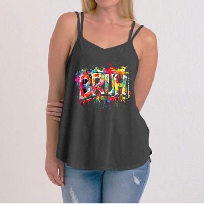 Bruh Meme Funny Saying Teens Graffiti Aesthetic Women's Strappy Tank