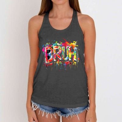 Bruh Meme Funny Saying Teens Graffiti Aesthetic Women's Knotted Racerback Tank