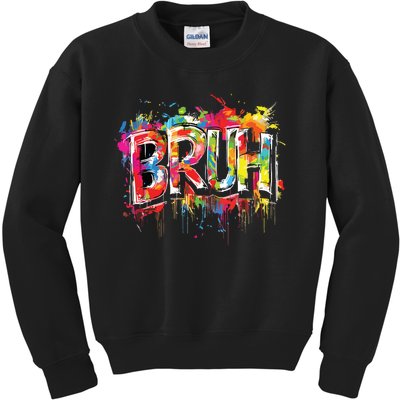 Bruh Meme Funny Saying Teens Graffiti Aesthetic Kids Sweatshirt